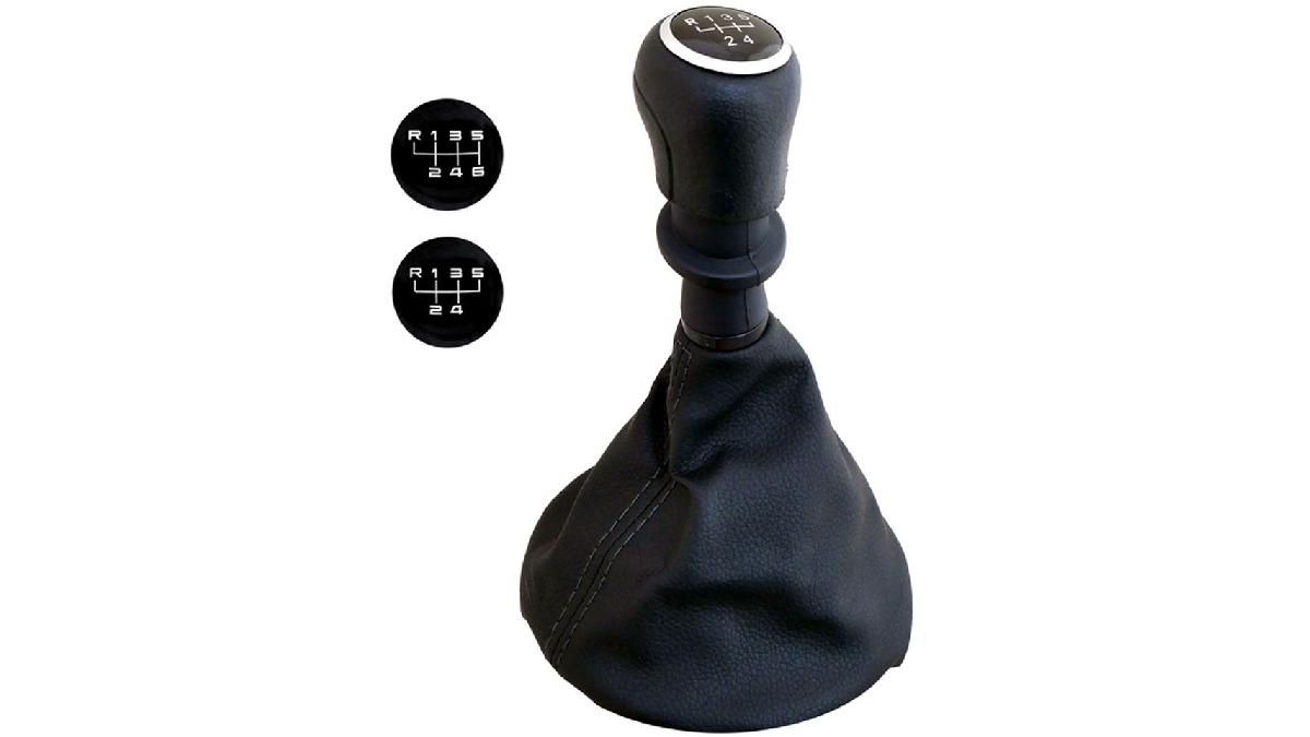 Simoni+Racing+Pommeau+OEM+sur+mesure+pour+Volkswagen+Transporter+T5%2FT6+-+Cuir+noir+%2B+2+Mod%C3%A8les+de+changement